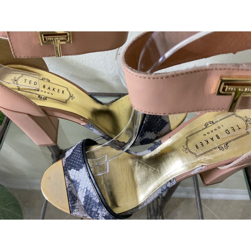 Ted Baker London Aaleyah Leather Dress Block Chunky Sandals Women's Size US 8.5 - Picture 6 of 9